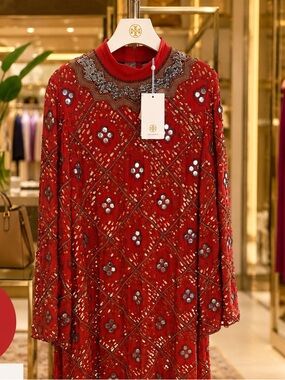 Tory Burch Naiomy gown orange NWT size 4 stunning